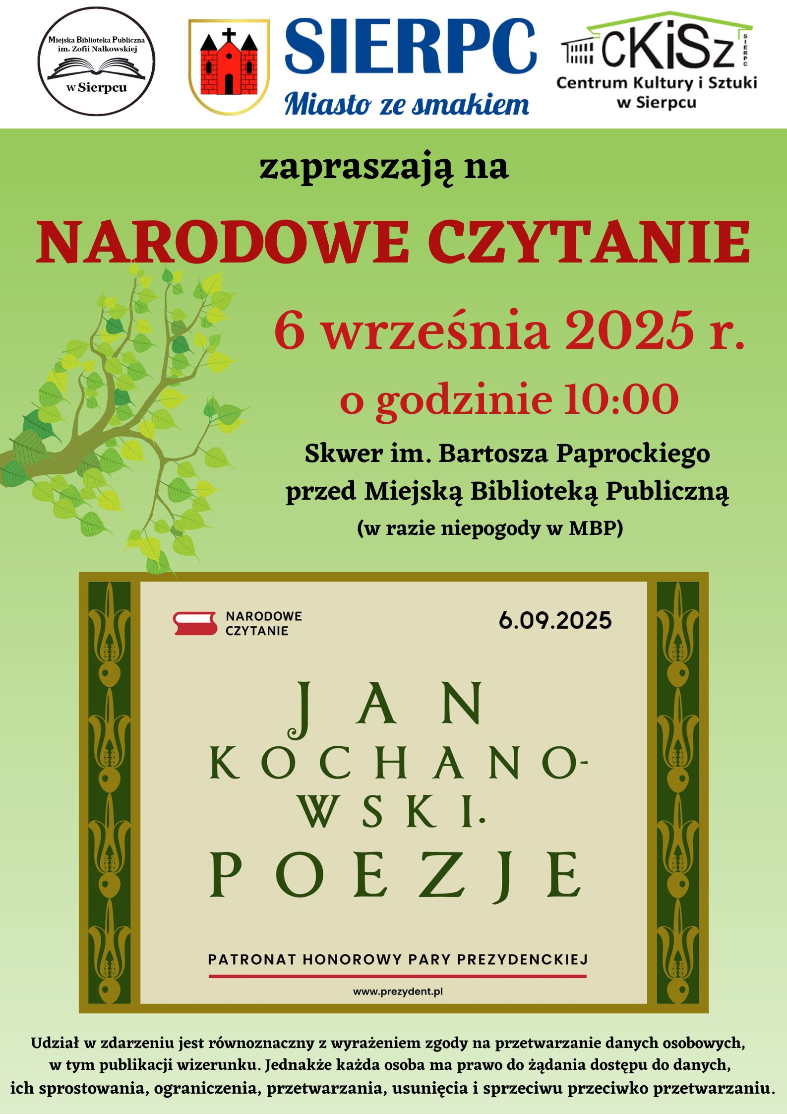 Narodowe Czytanie 2025 w Sierpcu – 6 września