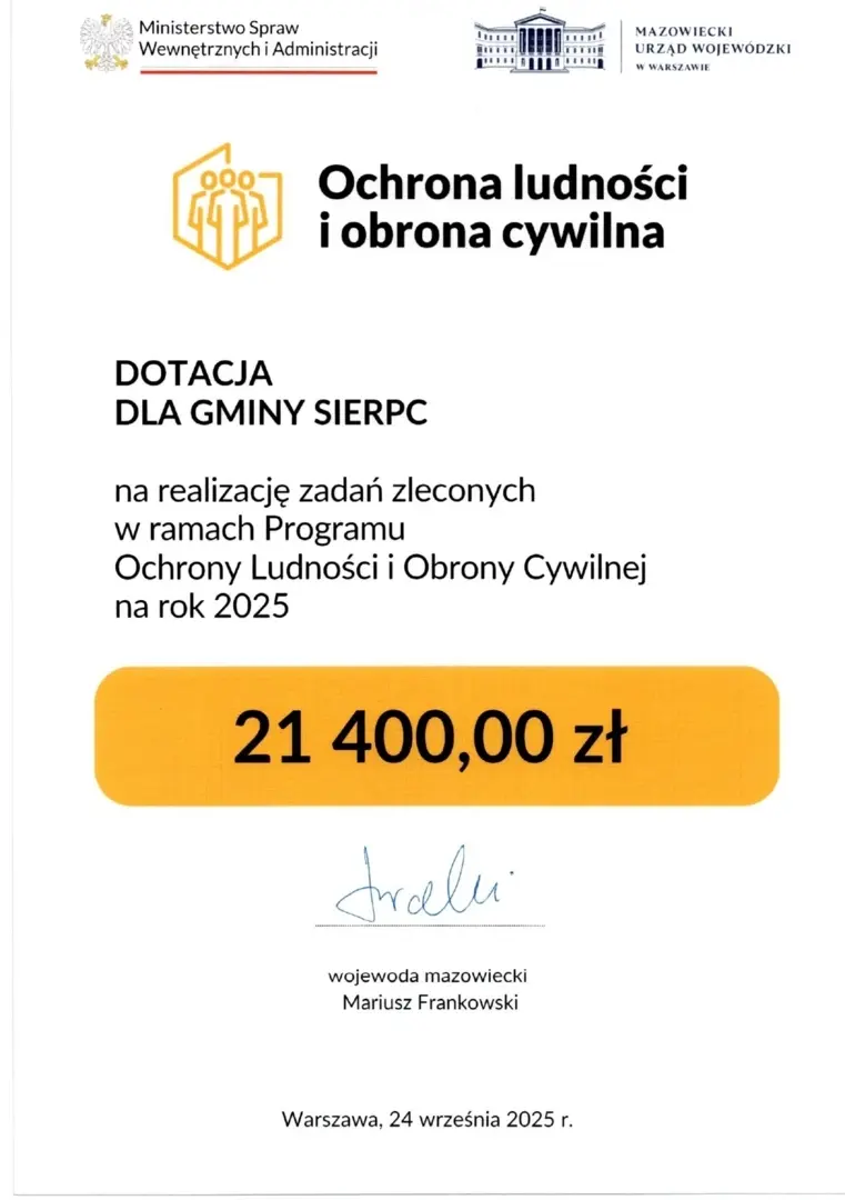 Gmina Sierpc inwestuje w bezpieczeństwo mieszkańców – nowe środki na przygotowanie miejsc schronienia