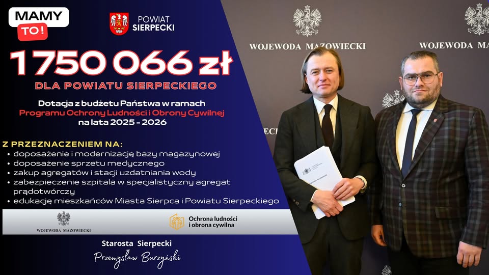🛡️ Rekordowe 1,75 Miliona Złotych na Bezpieczeństwo Powiatu Sierpeckiego!