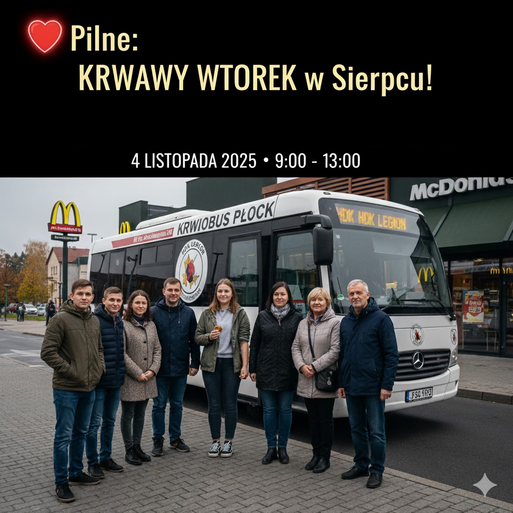 🩸 PILNE: Krwawy Wtorek w Sierpcu! Oddaj Krew – Dajesz Życie!