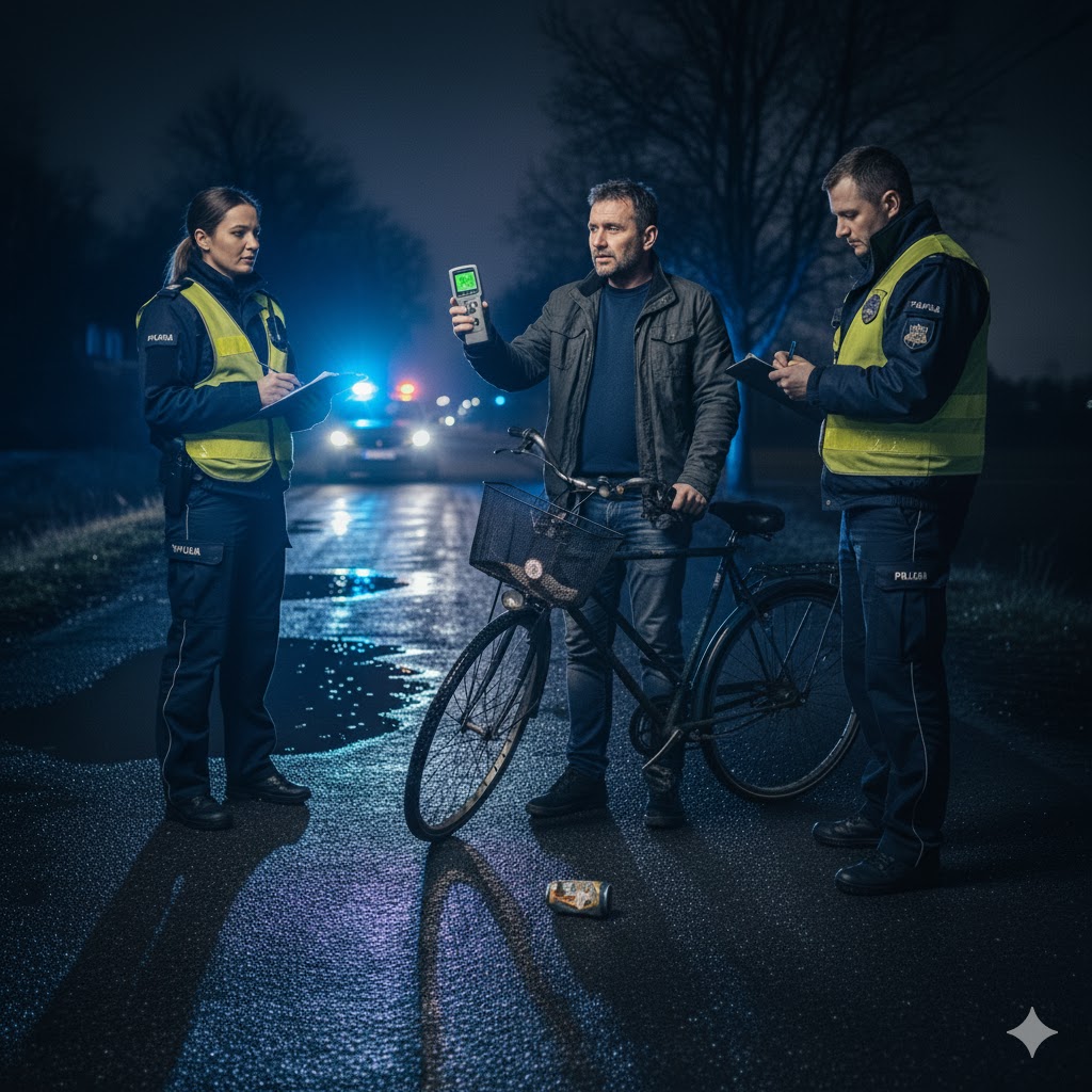🚨 Pijany Rowerzysta Zatrzymany w Szczutowie! Policja Ostrzega: Mandat 1000 Złoty i Realne Zagrożenie Życia