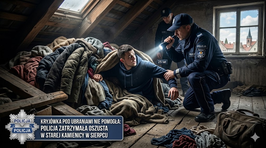 🕵️♂️„Zabawa w chowanego zakończona za kratami. Policjanci znaleźli oszusta pod stertą ubrań!”