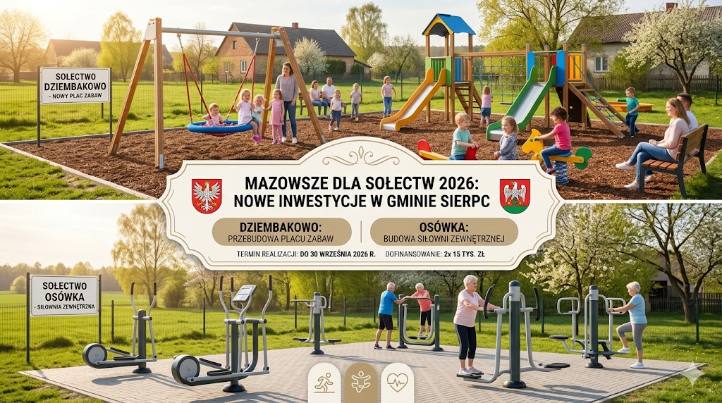 🏗️Siłownia w Osówce, plac zabaw w Dziembakowie – Gmina Sierpc stawia na relaks mieszkańców!