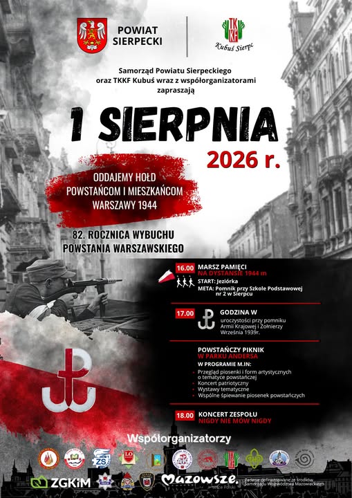 Sierpc Pamięta! Przeżyjmy Razem 82. Rocznicę Wybuchu Powstania Warszawskiego