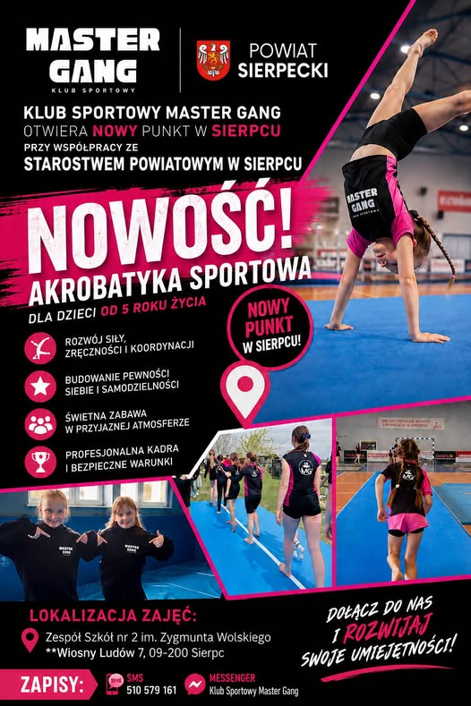 👧 Nowość w Sierpcu! Akrobatyka sportowa dla dzieci od 5. roku życia [ZAPISY]