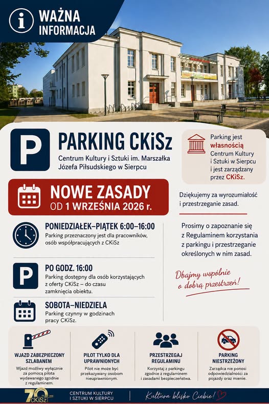 🛑 Koniec z darmowym parkowaniem pod CKiSz? Od września wchodzi szlaban i nowe godziny